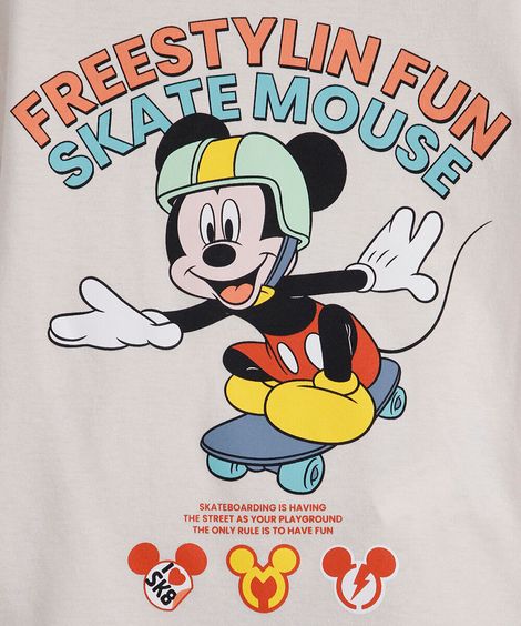 conjunto infantil de algodão mickey bege