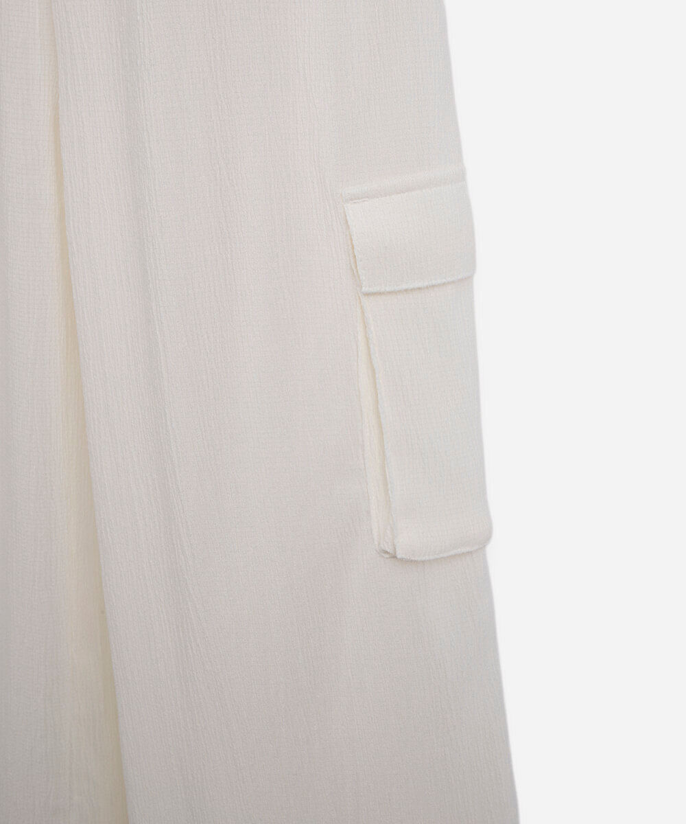 calça juvenil cargo wide leg off white