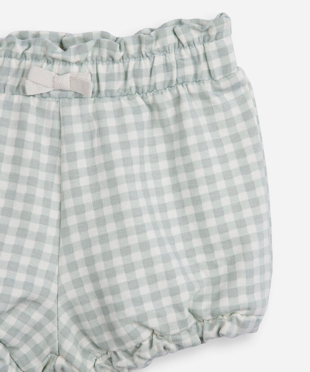 conjunto curto infantil de algodão floral off white