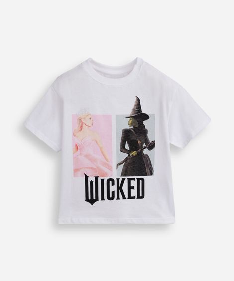 camiseta infantil de algodão wicked off white