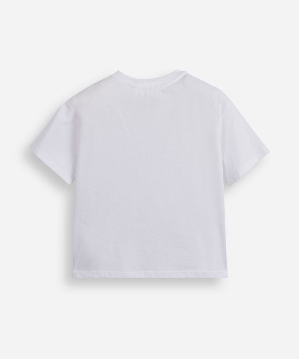 camiseta infantil de algodão wicked off white