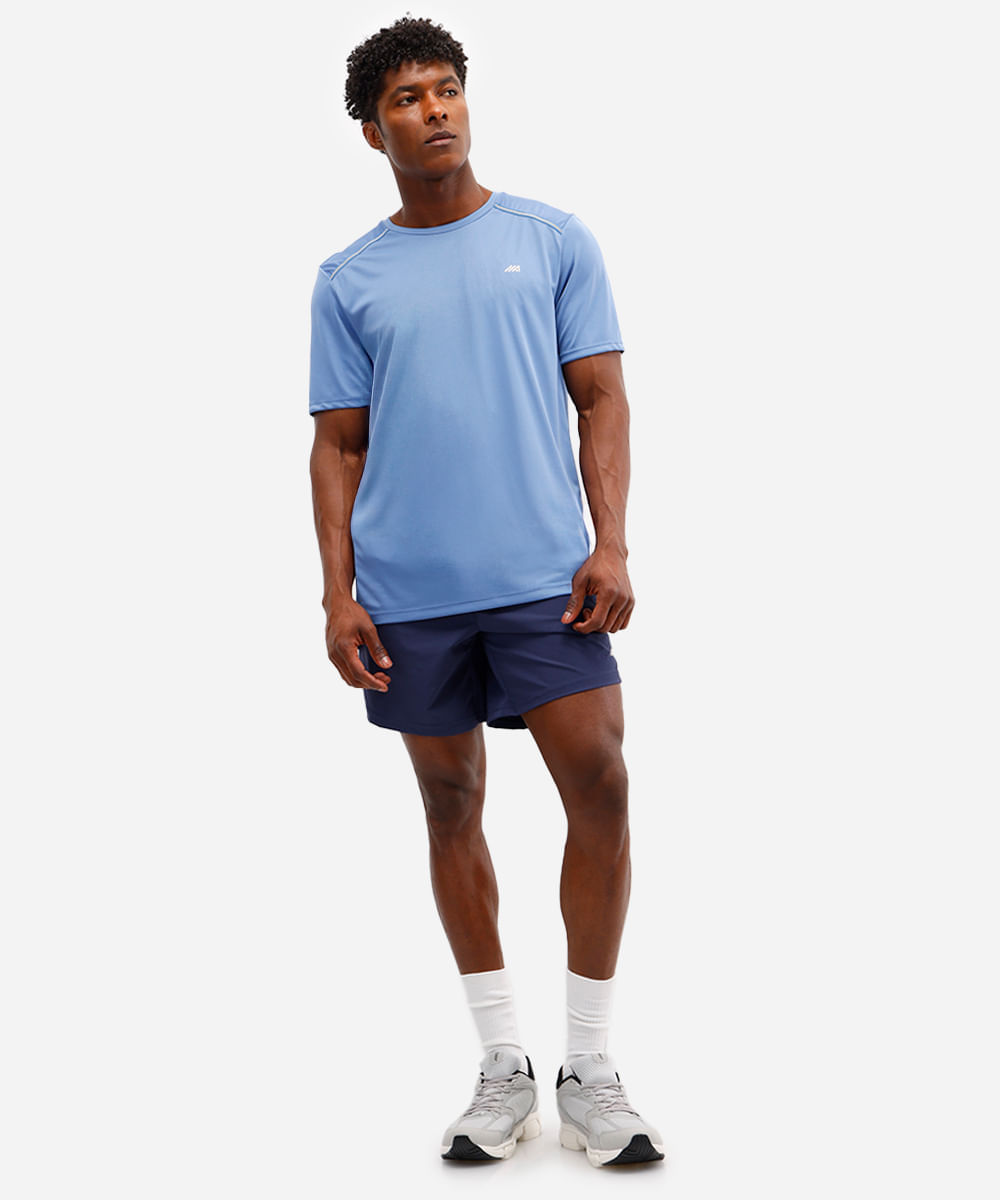 camiseta com recorte e refletivo manga curta esportiva ace azul