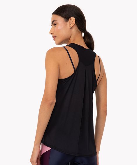 regata de poliamida com prega ace esportiva rosa - preto