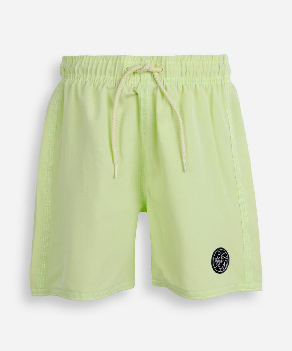 short boardshort infantil cós com elástico e cordão verde