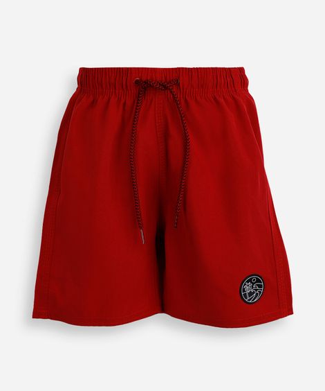 short boardshort infantil cós com elástico e cordão vermelho
