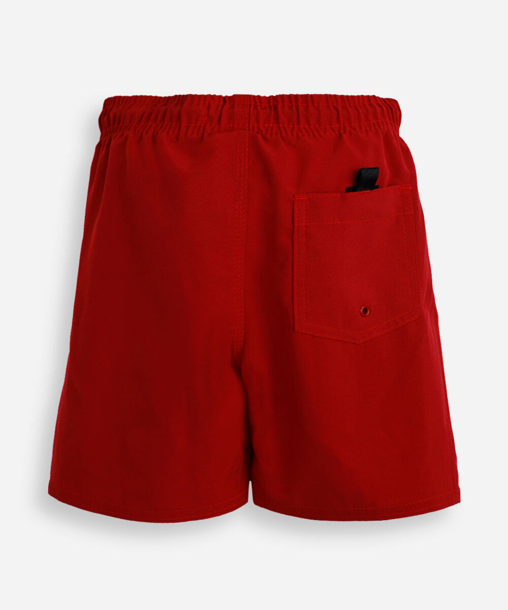 short boardshort infantil cós com elástico e cordão vermelho