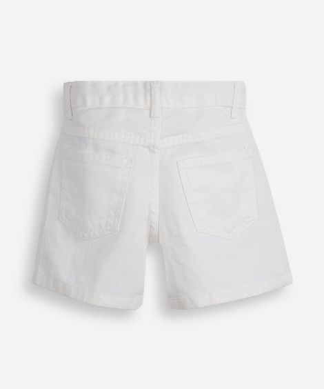 short mom infantil de sarja com brilhos off white