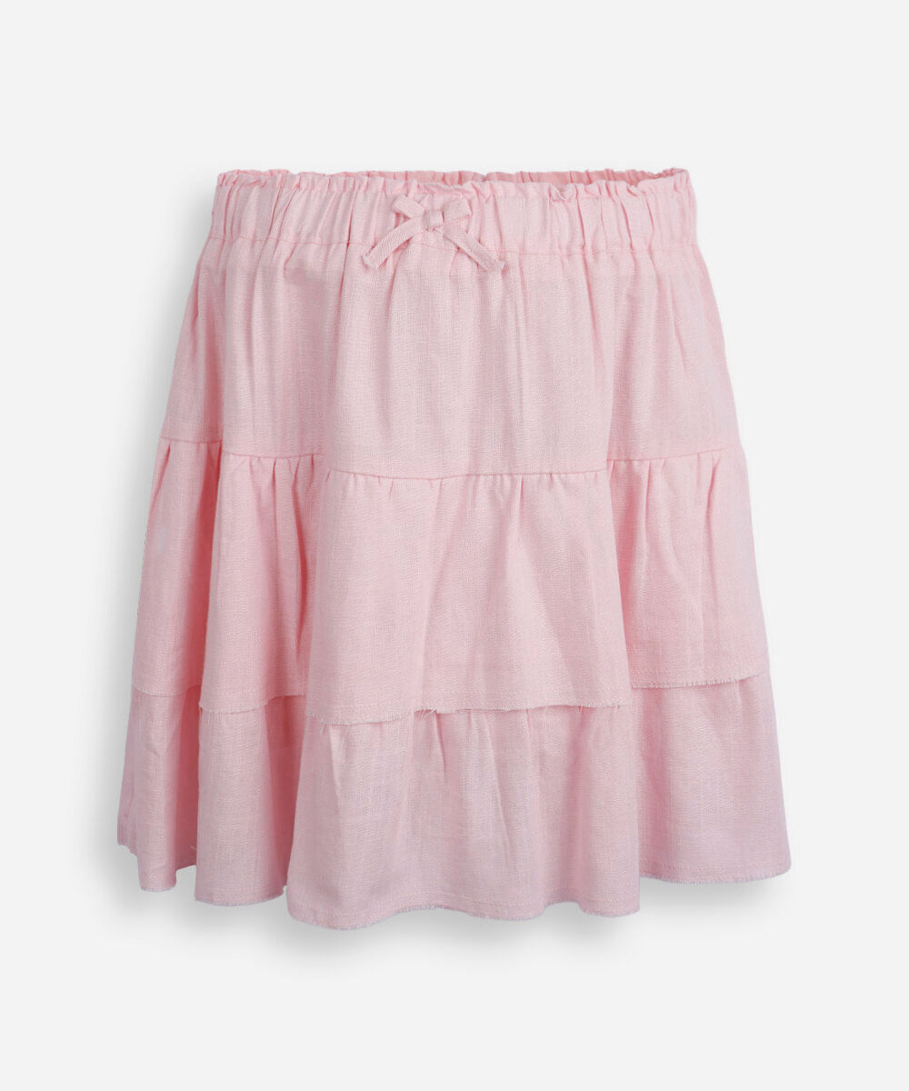 saia juvenil de viscose com marias rosa