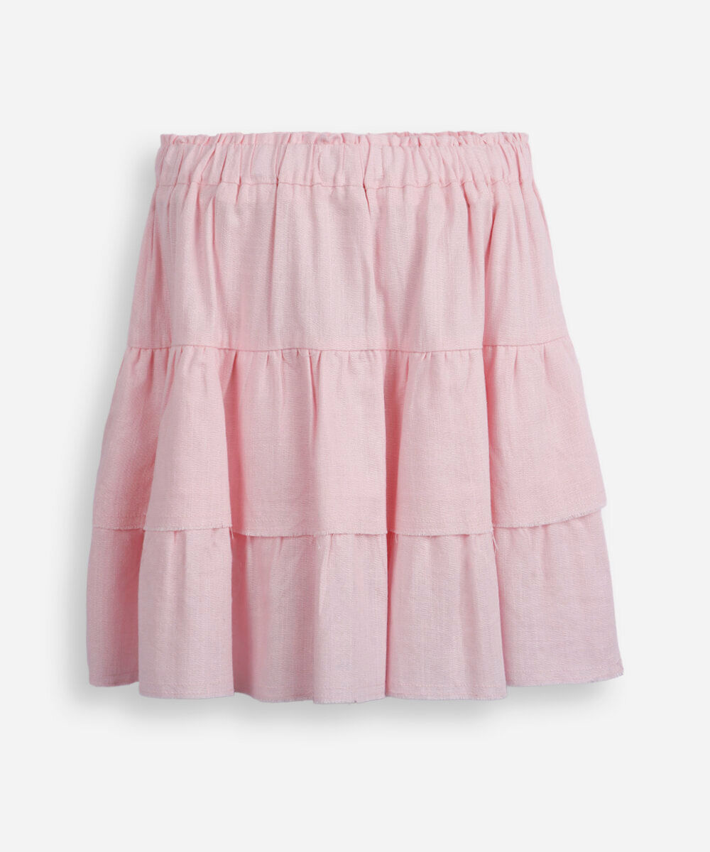 saia juvenil de viscose com marias rosa