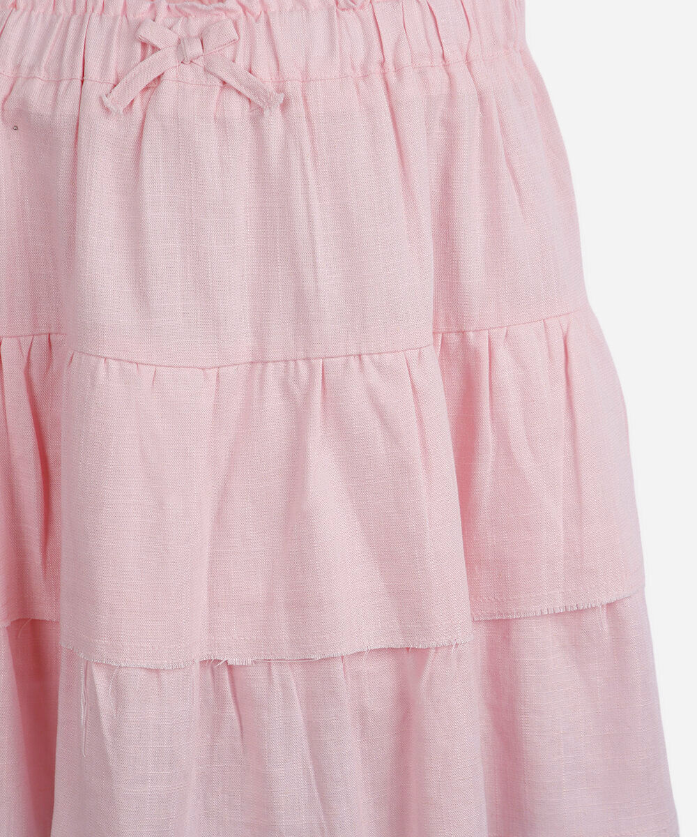 saia juvenil de viscose com marias rosa