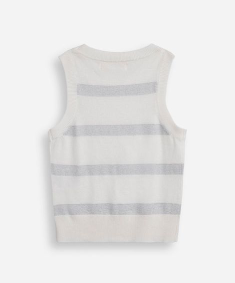 regata infantil de tricot com lurex listrada off white