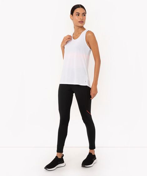 regata de poliamida com prega esportiva rosa - branco