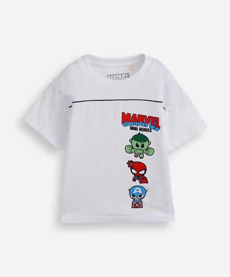 camiseta infantil de algodão marvel off white