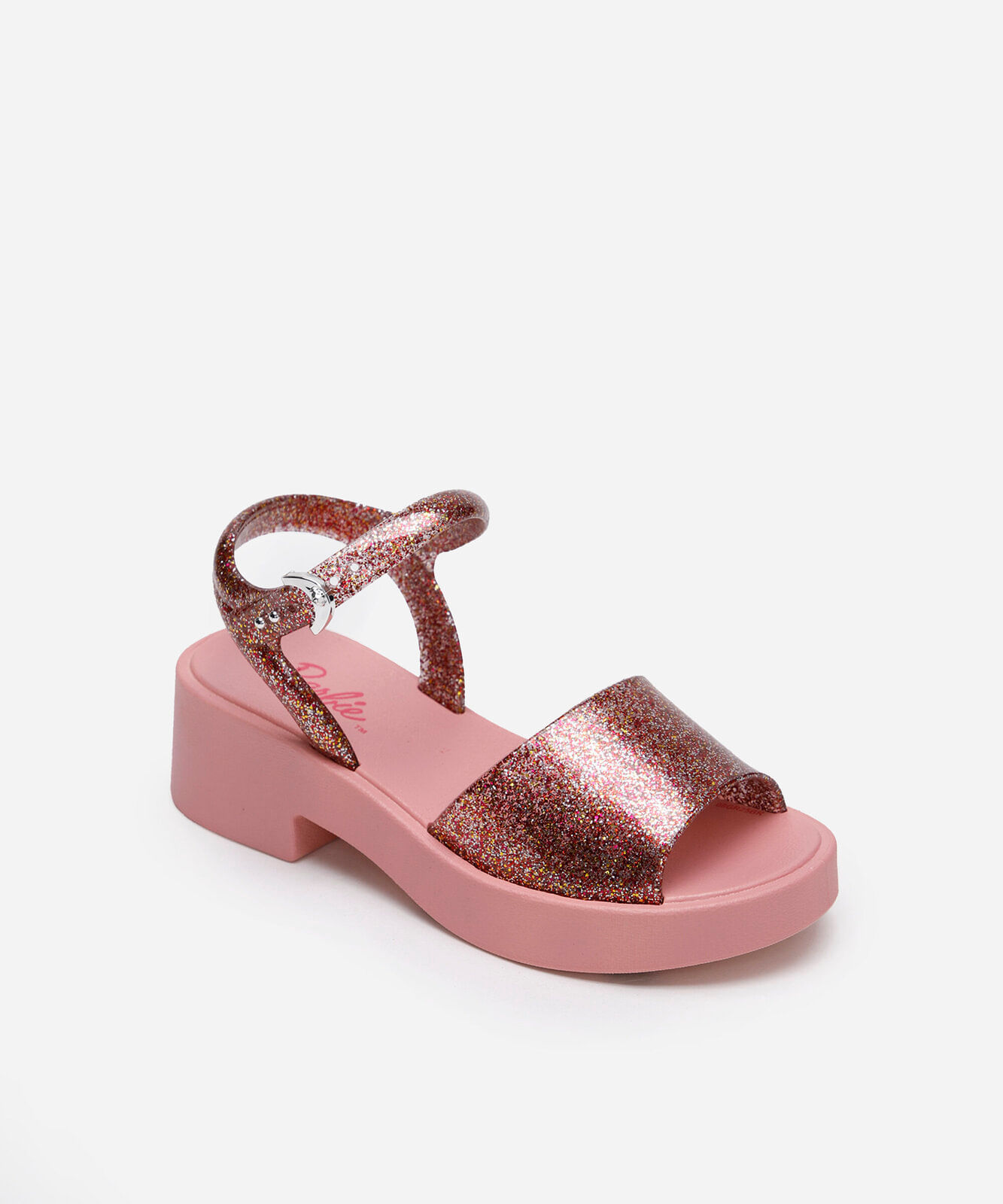 sandália infantil barbie com salto rosa