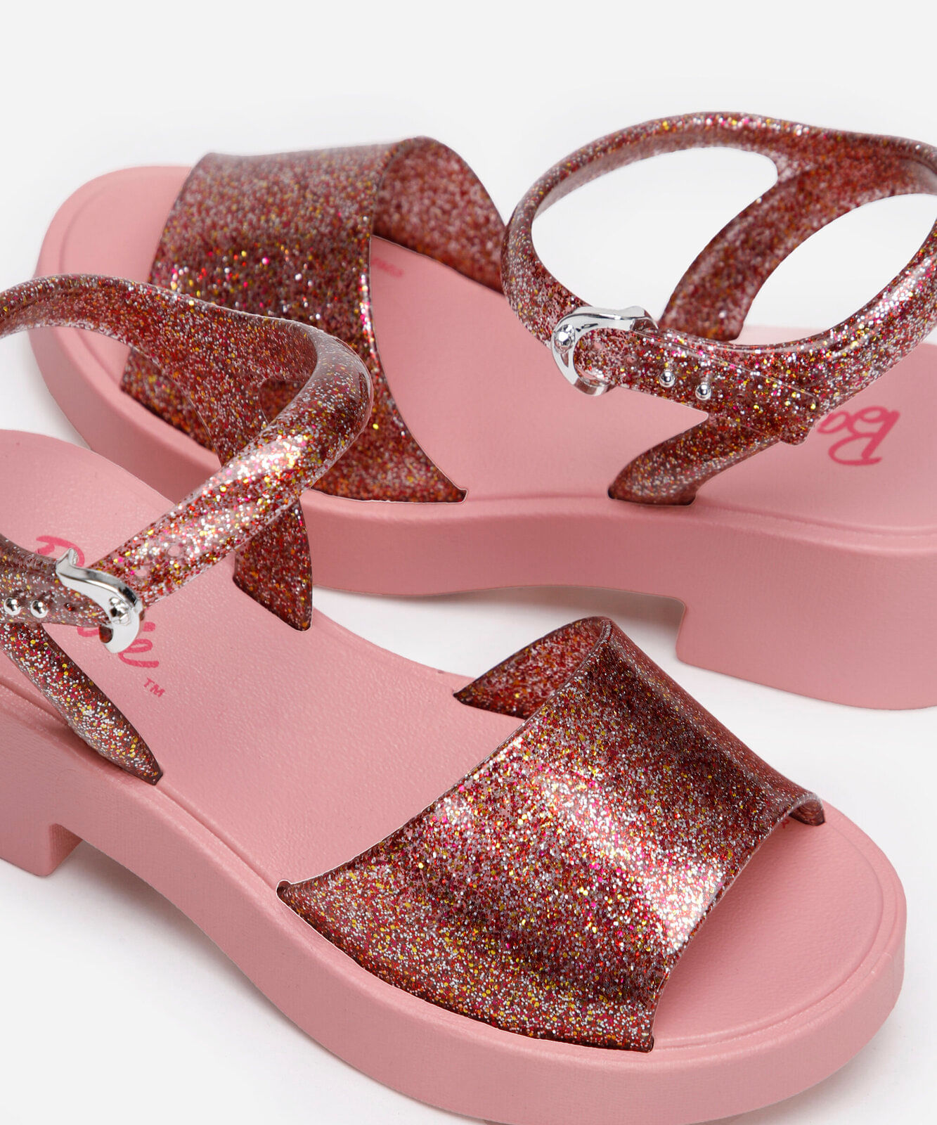 sandália infantil barbie com salto rosa