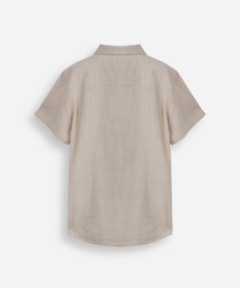 camisa juvenil de algodão com bolso texturizada bege