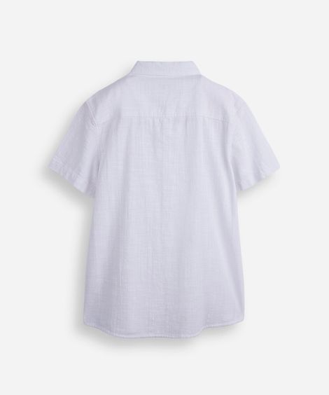 camisa juvenil de algodão com bolso texturizada branca