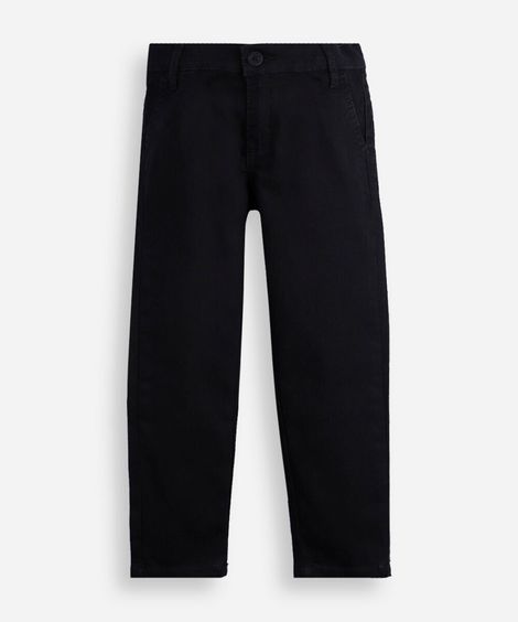calça slim chino infantil de sarja preta