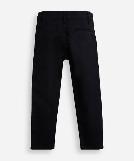 calça slim chino infantil de sarja preta