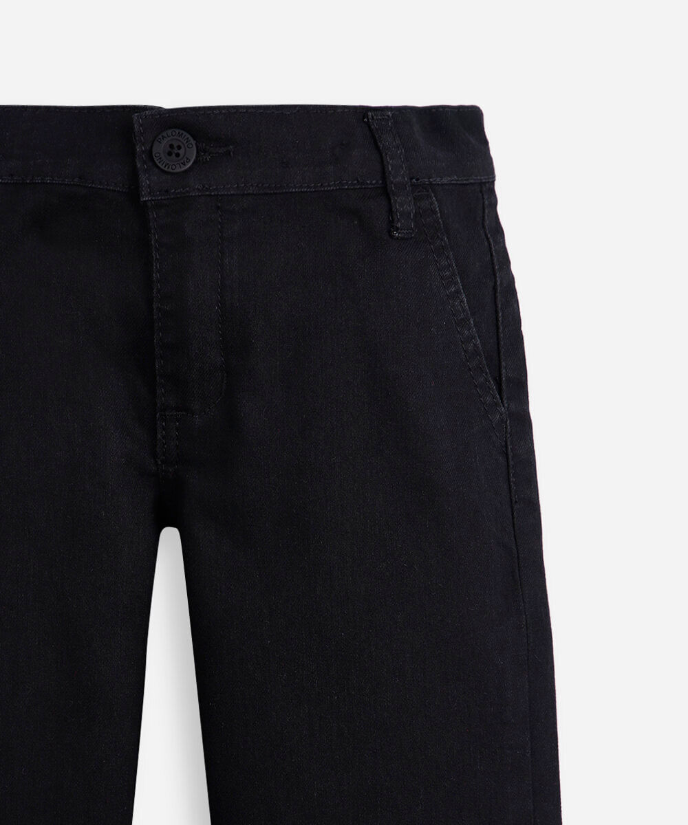 calça slim chino infantil de sarja preta