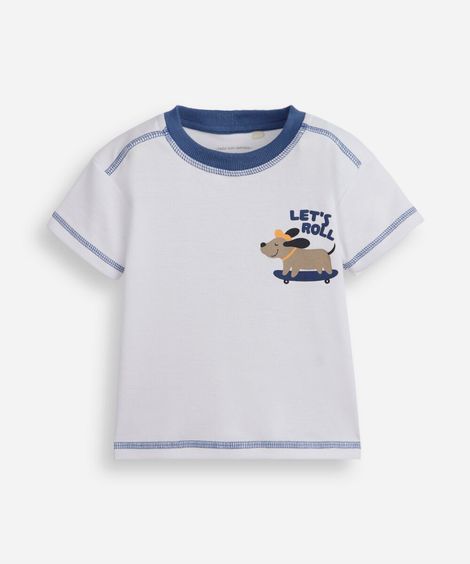 Camiseta infantil lets roll off white