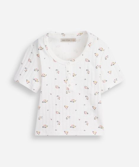 blusa juvenil flores off white