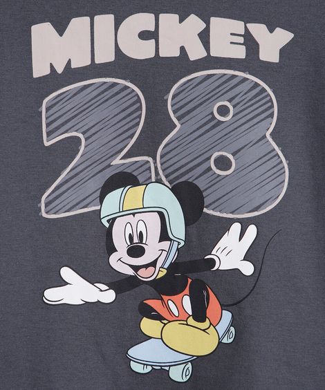 camiseta infantil manga curta mickey cinza