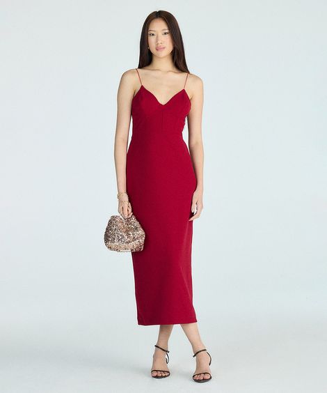 vestido midi corset vermelho