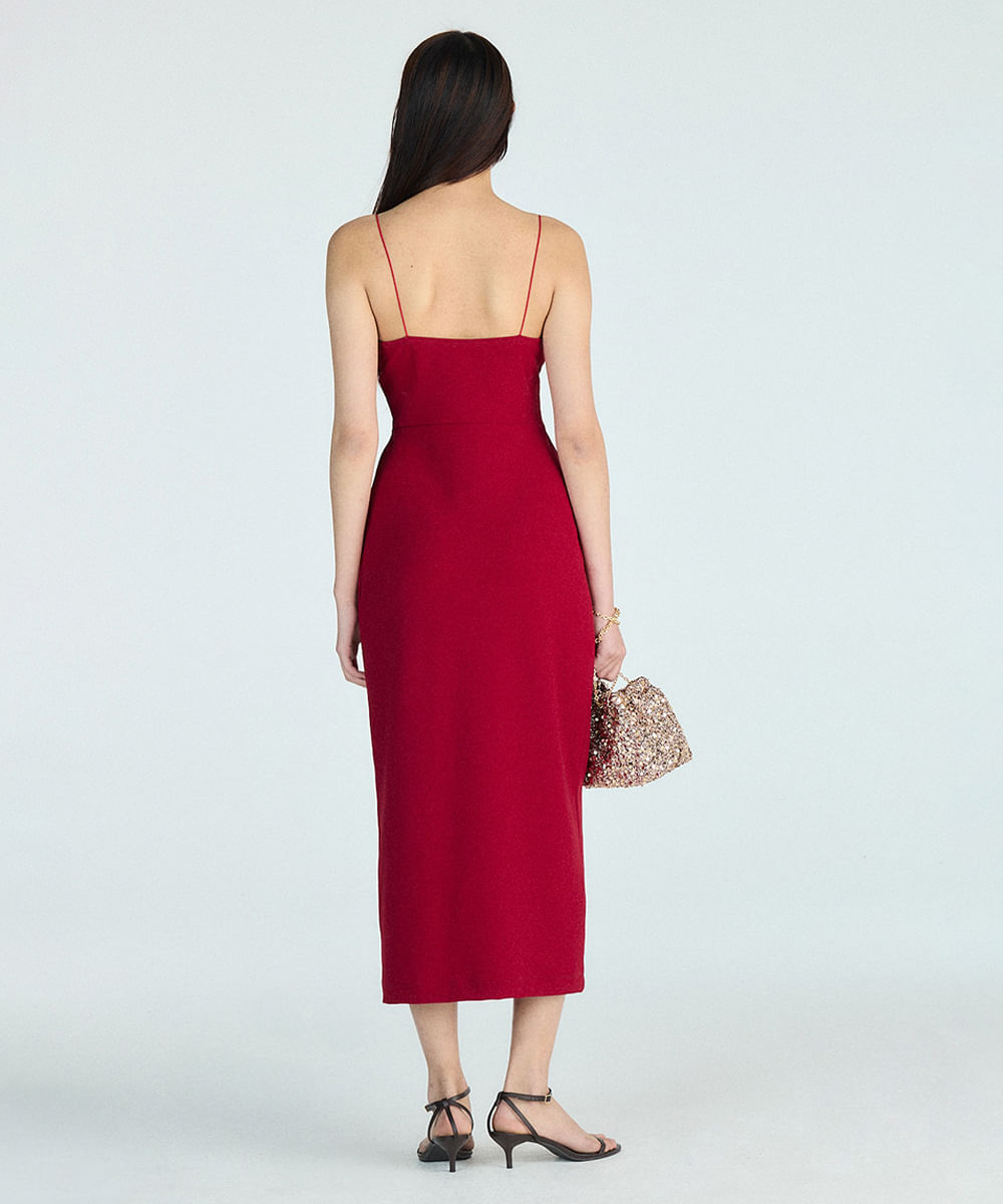 vestido midi corset vermelho