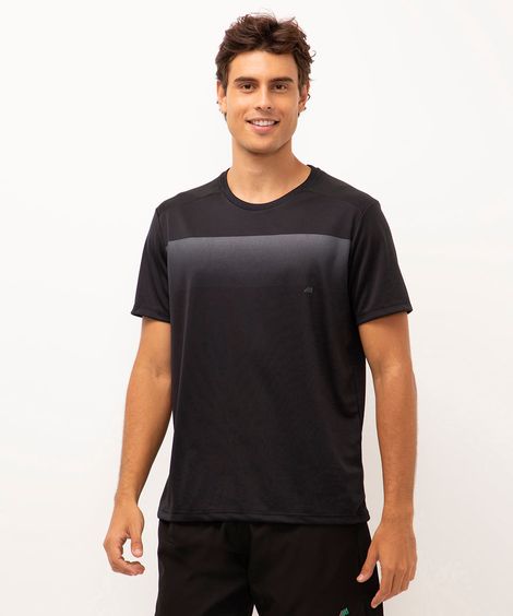 camiseta manga curta recortes esportiva preto