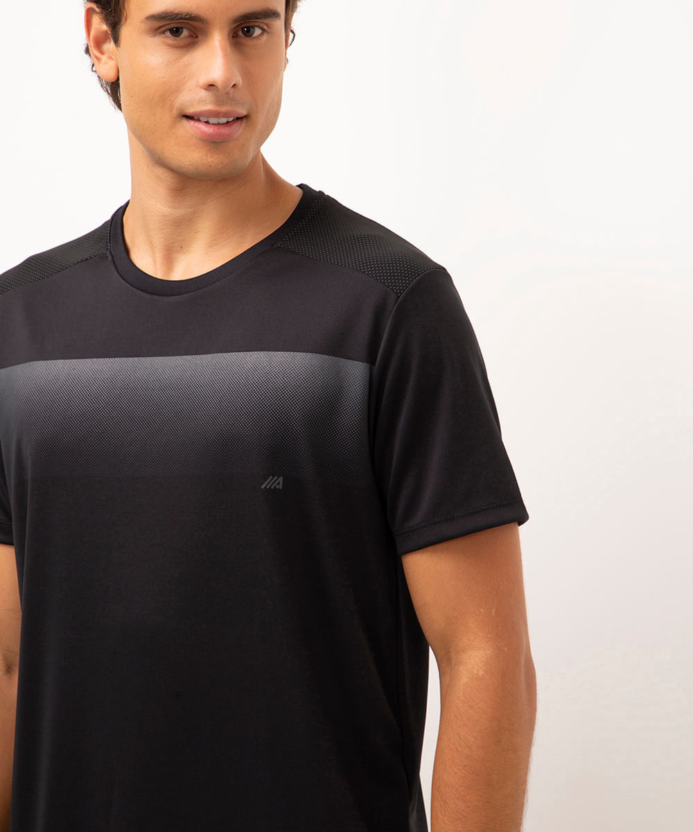 camiseta manga curta recortes esportiva ace preto