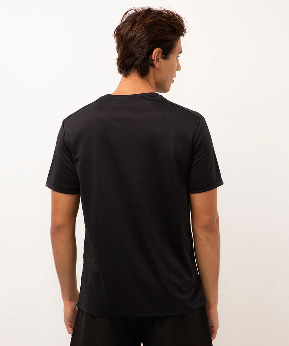 camiseta manga curta recortes esportiva ace preto