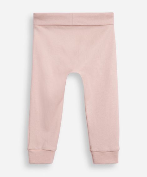 calça saruel infantil de algodão peruano cós e barra dobrável rosa