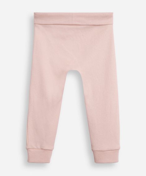 calça saruel infantil de algodão peruano cós e barra dobrável rosa