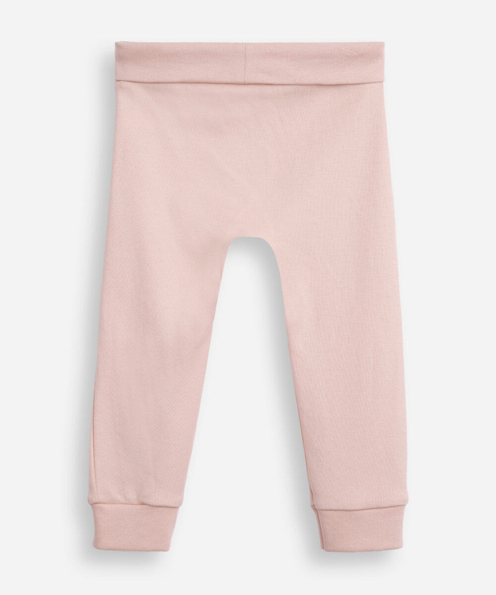 calça saruel infantil de algodão peruano cós e barra dobrável rosa