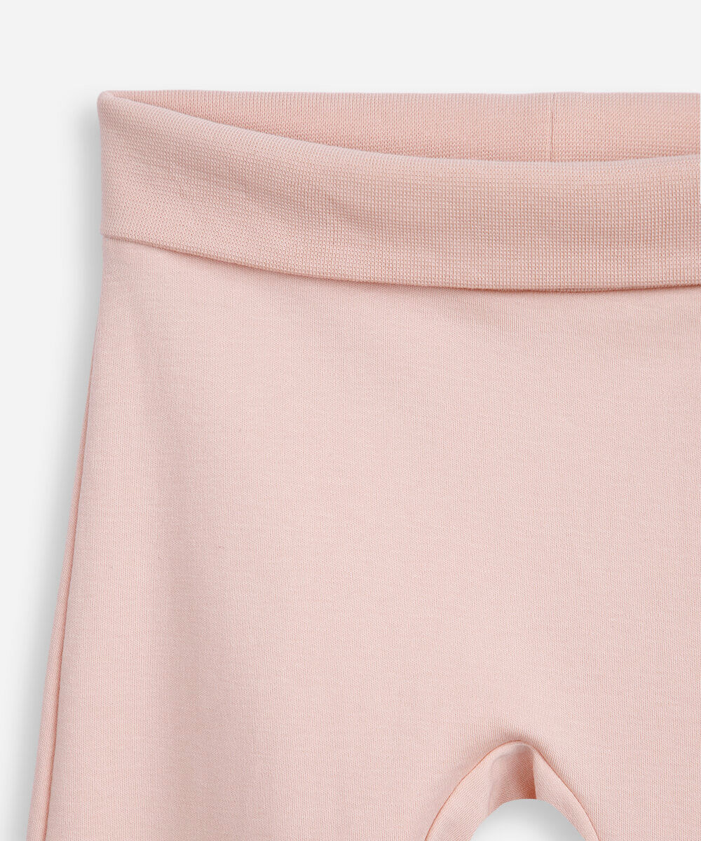 calça saruel infantil de algodão peruano cós e barra dobrável rosa