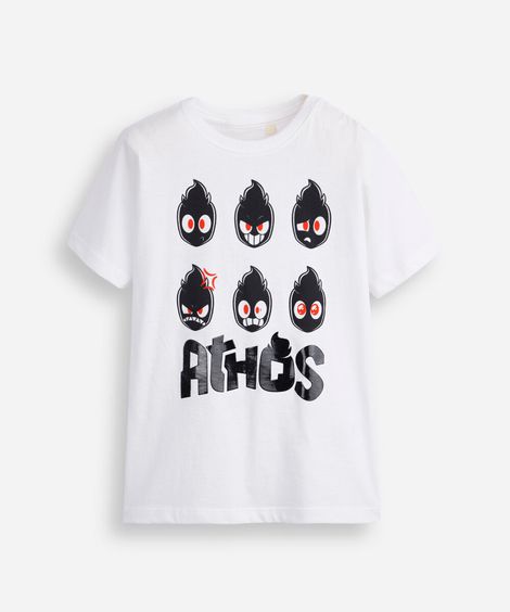 camiseta infantil de algodão manga curta athos off white