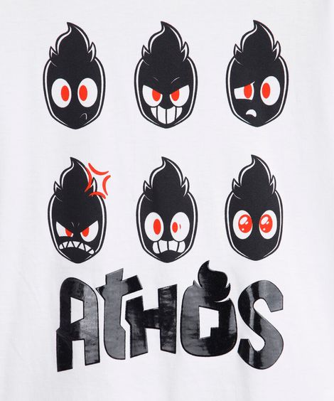 camiseta infantil de algodão manga curta athos off white
