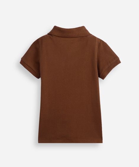 polo infantil de algodão com bordado marrom