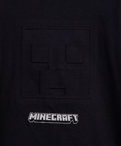 camiseta infantil de algodão manga curta minecraft preta