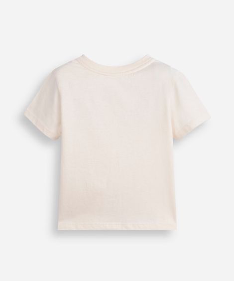 camiseta infantil de algodão arco íris bege