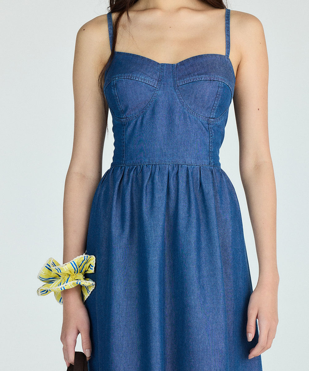 vestido corset feminino jeans azul