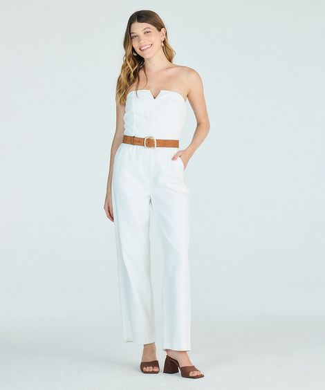 macacão longo feminino sem alça off white