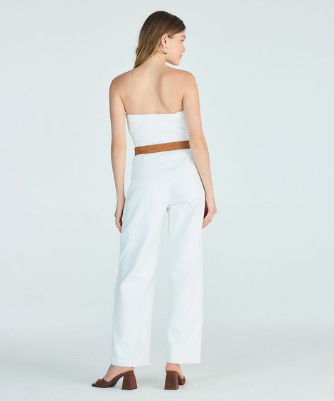macacão longo feminino sem alça off white