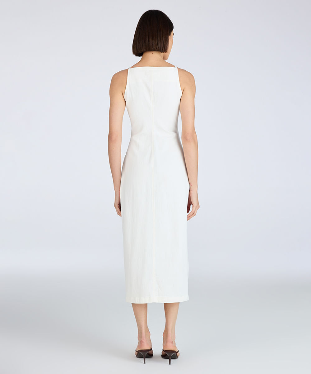vestido midi feminino jeans com botão off white