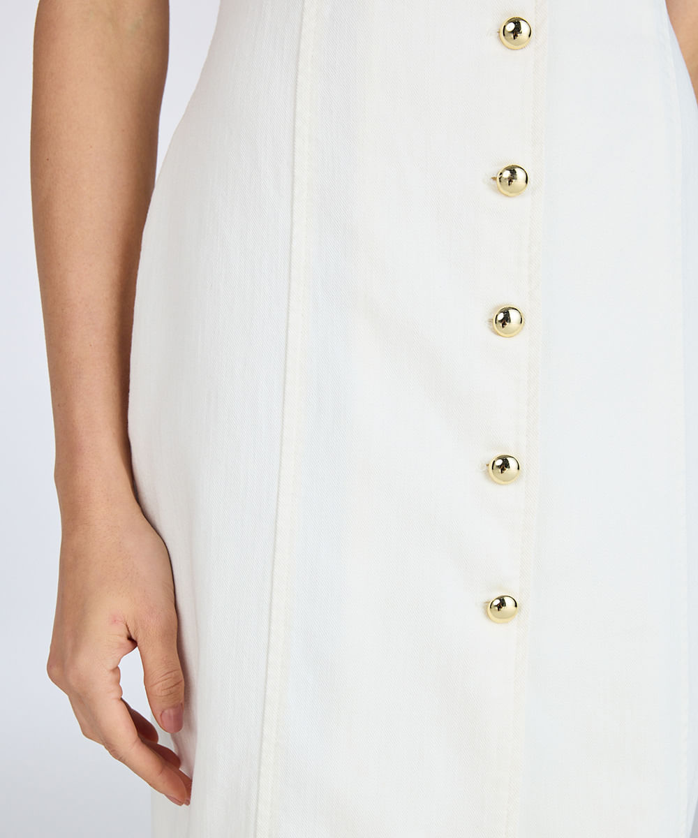 vestido midi feminino jeans com botão off white