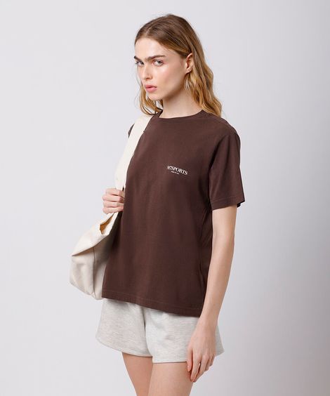 camiseta feminina de algodão mindset sport marrom
