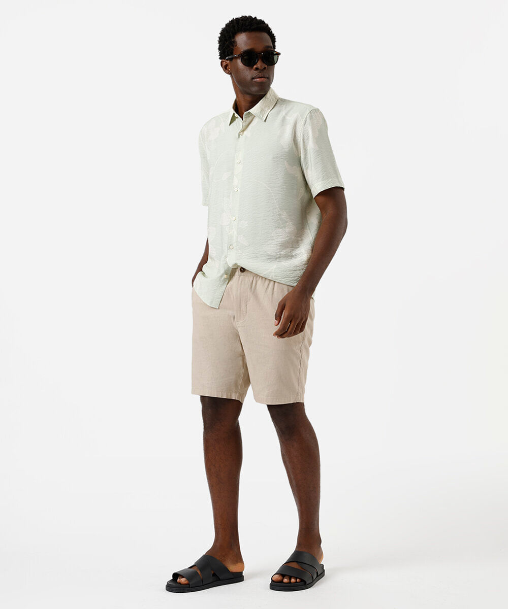 camisa masculina com viscose texturizada floral colorida
