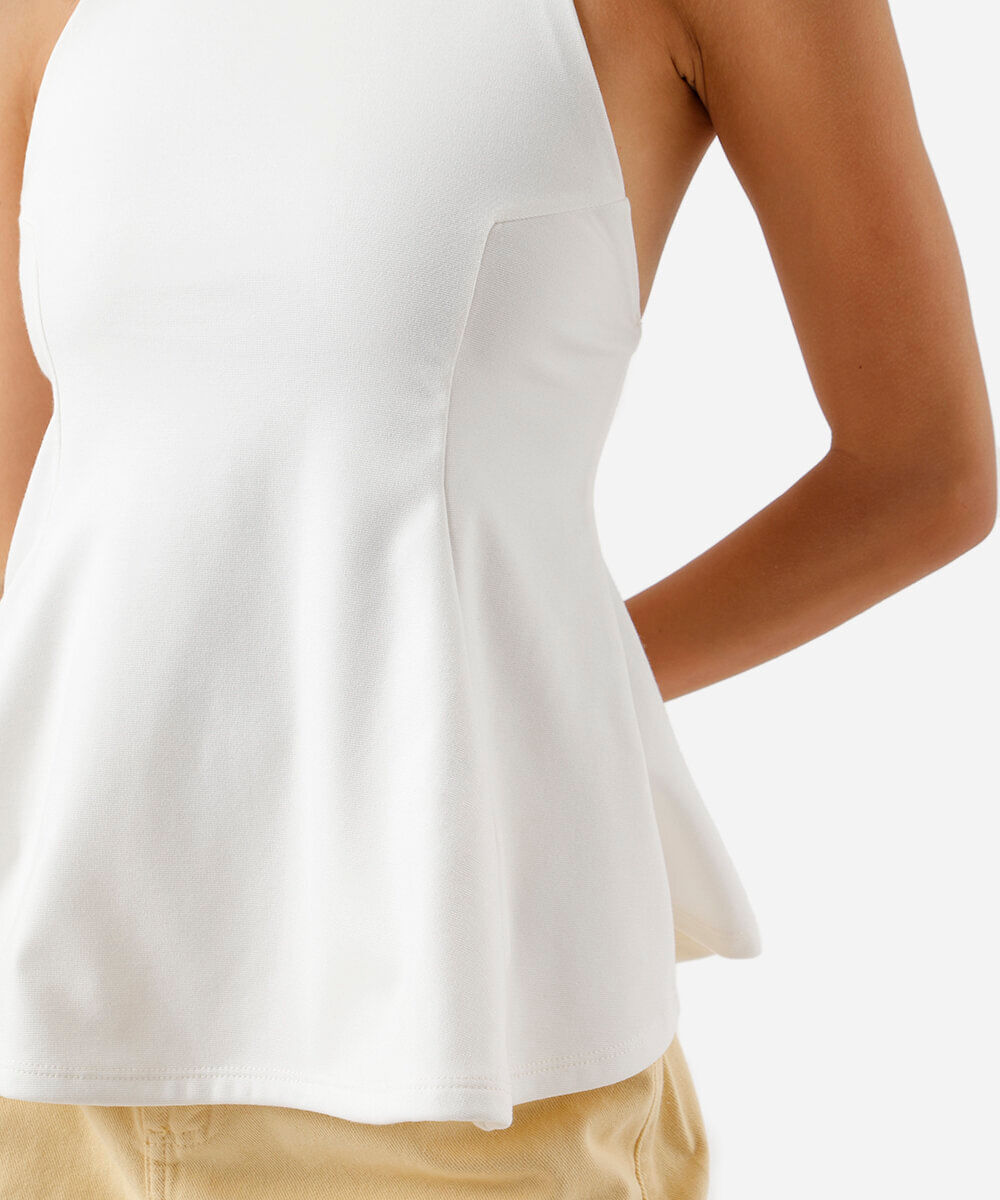 blusa peplum feminina frente única off white