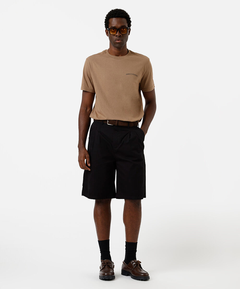 camiseta masculina de algodão estampada marrom